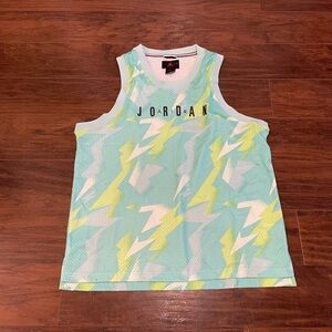 Nike Men's Green Yellow Air Jordan Jumpman Apparel Printed Jersey Size L